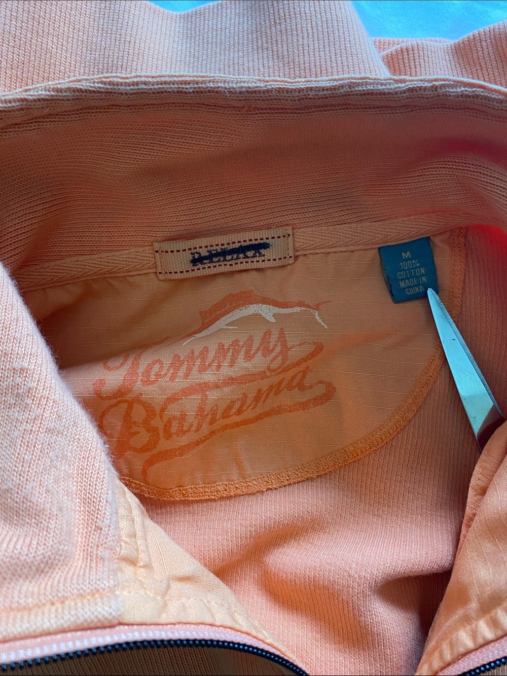 Tommy Bahama 100% Cotton Relax Marlin 1/4 Zip Sweatshirt Peach Men’s Medium - Picture 11 of 14